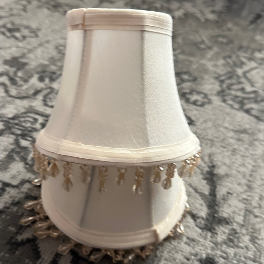 Pair of Lamp Shades with Beaded Trim